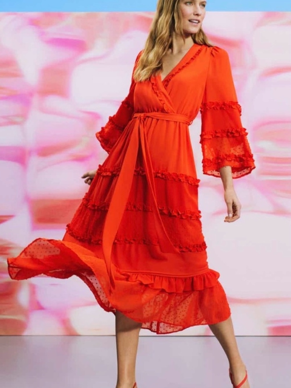 Alexis for Target Angel Sleeve Tiered Ruffle Dress